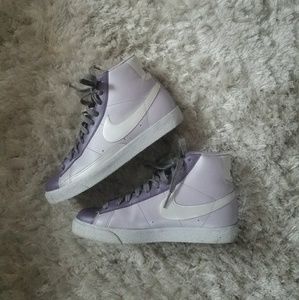 High Top Leather Nikes in Lavender